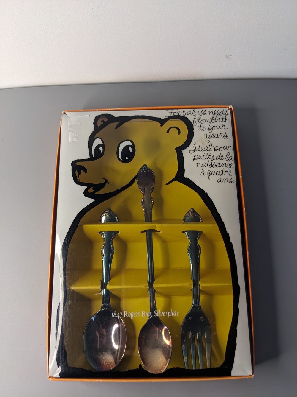 Vintage 1847 Rogers Bros Silverplate Baby Feeding Set In Original Box Usa